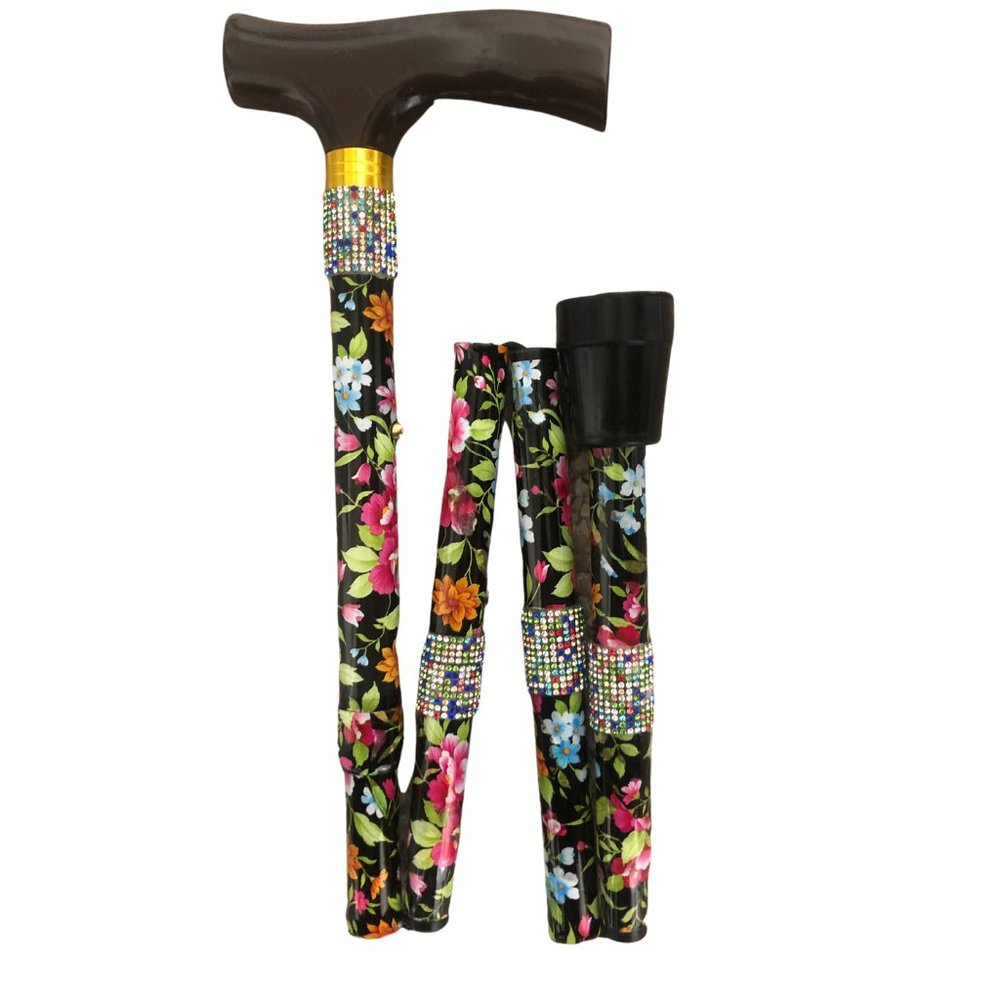 Mosaic Floral Diamond Bling Walking Cane